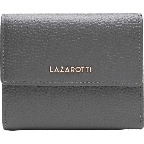 Lazarotti Pelle Portafoglio Bologna Leather Wallet With 8 Card Slots Grey Grigio-image