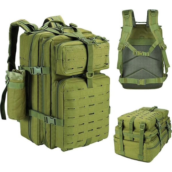Topchances Grande Zaino Militare Uomo 45L Outdoor Impermeabile Tattico Molle Assalto Sopravvivenza Zaino Tattico Per Campeggio Trekking Escursionismo Pesca Viaggio Lavoro, Verde Esercito-image