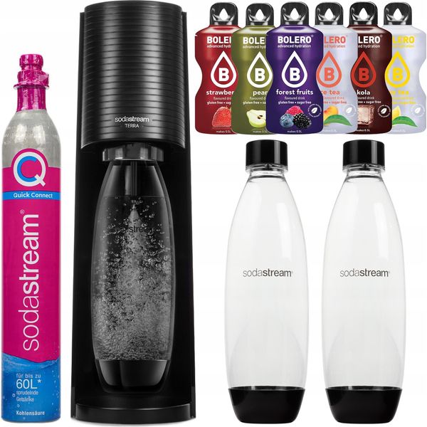 Sodastream Spumantizzatore Terra Black Con 2 Bottiglie E 6 Gusti Bolero-image