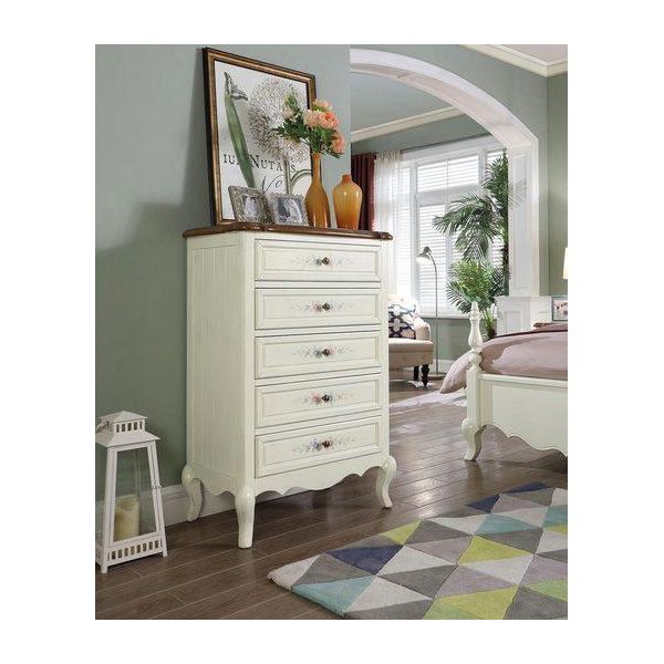 Cassettiera In Vero Legno Bianco 81 X 47 X 128 Cm Jvmoebel-image