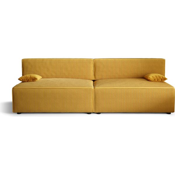 Divano Letto Alvito X2, Colore: Giallo Miele. Materiale: Velluto A Coste. A: L: 272 Cm, A: 85 Cm, L: 94 Cm, Divano Con Rete E Funzione Letto, Divano Letto, Divano Letto, Divano Letto, Divano Letto.-image