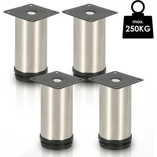 Yakimz 4X Piedini Per Mobili Piedini Per Divani Piedini Per Zoccoli Regolabili Piedini Scorrevoli Piedini Per Gambe Di Tavoli Piedini Per Tavoli-Acciaio Inossidabile-120Mm-image