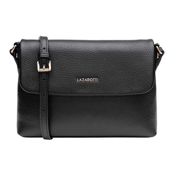 Lazarotti Pelle Borsa A Tracolla Bologna Leather Flap Crossbody Bag Black Nero-image
