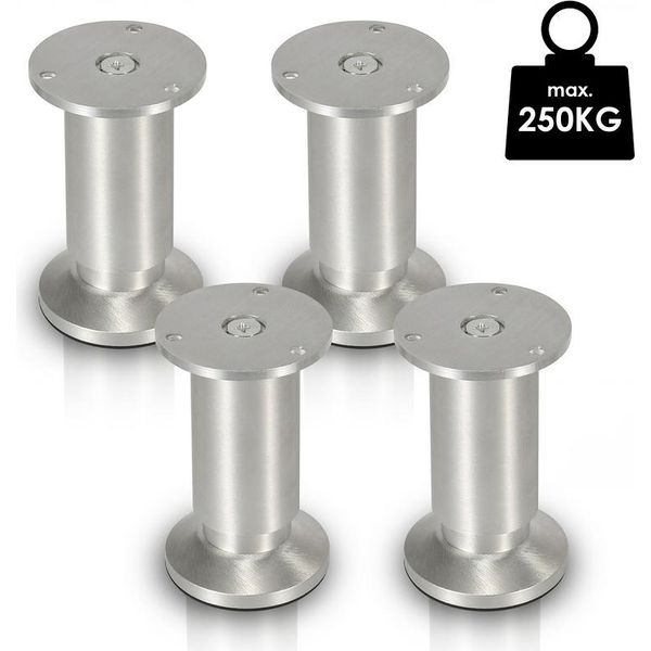 Tolletour 4X Piedini Per Mobili Piedini Per Scrivania Piedini Per Zoccoli Per Hotel Piedini Per Divani Piedini Per Mobili Regolabili-Alluminio-180Mm-image