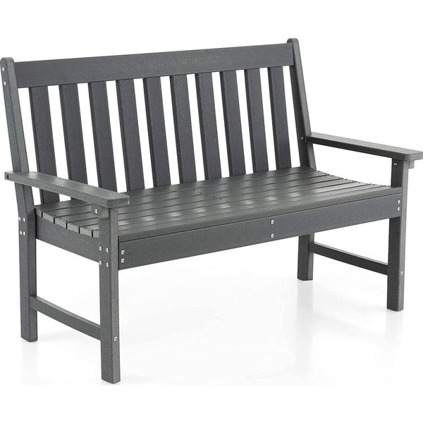 Panca Da Giardino Costway Resistente Alle Intemperie, Panca A 2 Posti, Portata Fino A 320 Kg, Panca Da Parco Per Tutte Le Stagioni In Hdpe, Panca Da Terrazza Per Giardino, Balcone E Terrazzo, 132 X 65 X 91 Cm-image