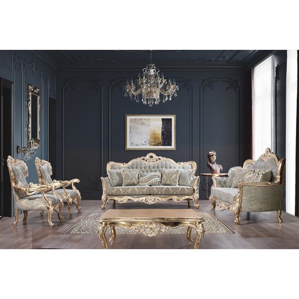 Set Di Divani Chesterfield 3+3+1+1 Tavolino Da Salotto Divano Classico Con Seduta Imbottita-image