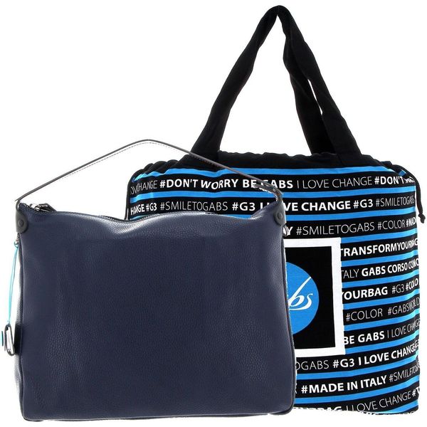 Gabs Pelle Borsa A Tracolla Borsa A Tracolla Calliope Tg Ruga Stitching Inchiostro Blu Blu Scuro-image
