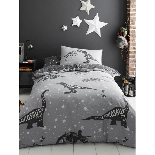 Set Di Biancheria Da Letto "Space T-Rex"" AG2726 (Letto Singolo) (Nero/Grigio/Bianco)"-image