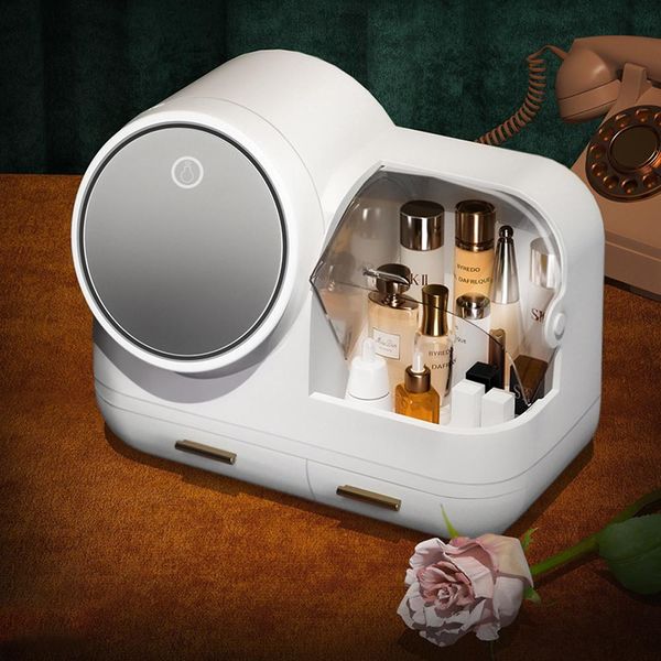 360Home Organizzatore Cosmetico A Led Per Il Trucco, Contenitore Per Il Make-Up Bianco-image