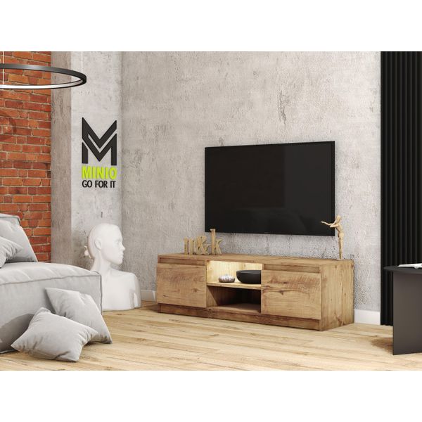 Minio, Mobili Tv, "Didi"", 120 Cm, Con Illuminazione Led, Castagno Wroclaw"-image