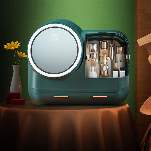 360Home Organizzatore Cosmetico A Led Per Il Trucco, Contenitore Per Il Make-Up Verde-image