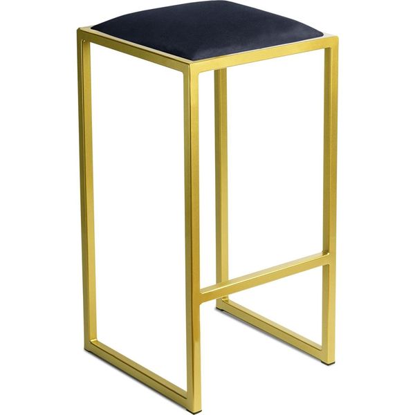 Ferro Sedia Da Bar 64 Cm Oro - Nero - Sedia Da Bar Moderna In Metallo Senza Schienale In Stile Loft Con Seduta Imbottita-image