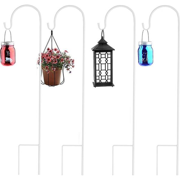 Wisfor 8 Pezzi Bastone Da Giardino Con Gancio Da Pastore, Bastone Per Lanterna Con Gancio, Bastone Per Lanterna Da 90 Cm Bastone Luminoso Decorativo Per Decorazioni Per Matrimoni, Mangiatoie Per Uccelli, Luci Natalizie, Lanterne, Luci Solari-image
