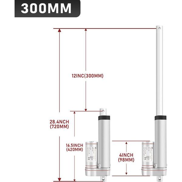 Swanew 1500N Motore Lineare Attuatore Regolabile Motore Elettrico Attuatore Lineare Attuatore Lineare Telaio Di Sollevamento Motore Attuatore Lineare Motore 12V 300Mm-image
