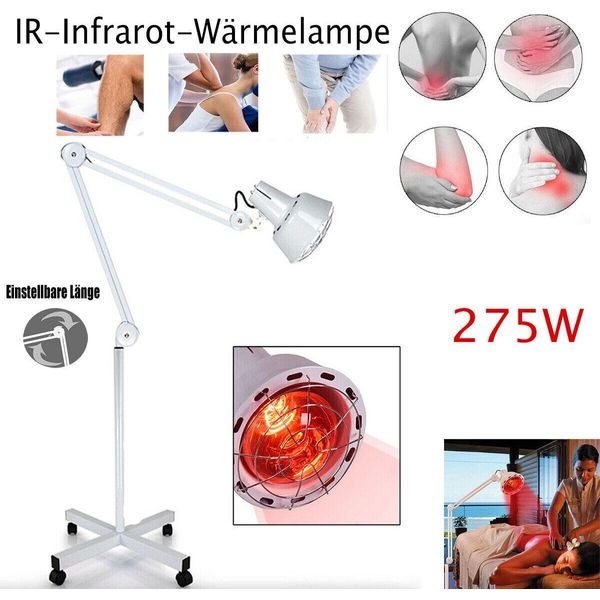 Topchances 275W Lampada A Infrarossi Radiatore A Infrarossi Lampada A Infrarossi Con Supporto Da Pavimento Lampada A Luce Rossa Lampada Termica Lampada Per Terapia Lampada Per Riscaldamento Riscaldatore Per Terapia Termica-image