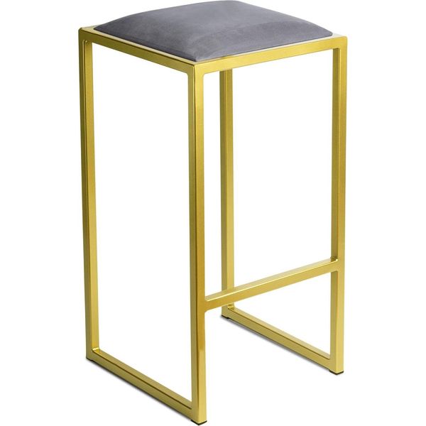 Ferro Sgabello Da Bar 64 Cm Oro - Grigio - Sgabello Da Bar Moderno In Metallo Senza Schienale In Stile Loft Con Seduta Imbottita-image