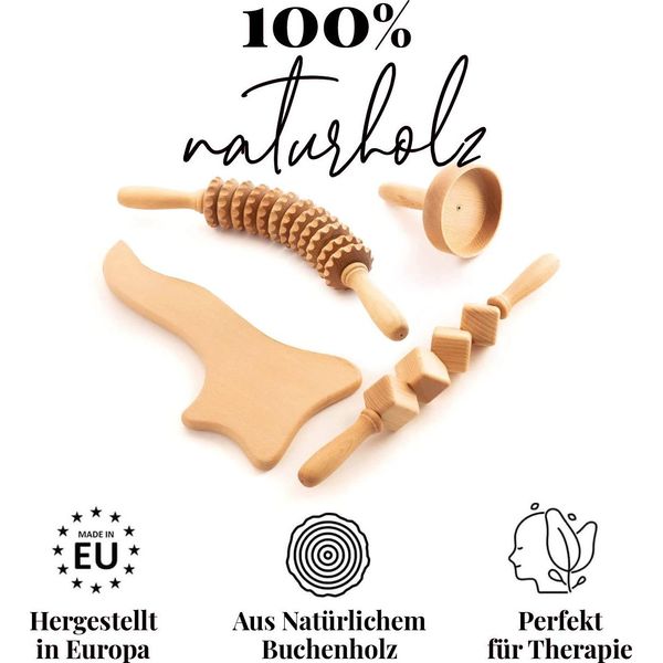 Tuuli Maderotherapy Set In Legno Massaggiatore Rullo Massaggiatore Cellulite Linfodrenaggio Coppa Svedese-image