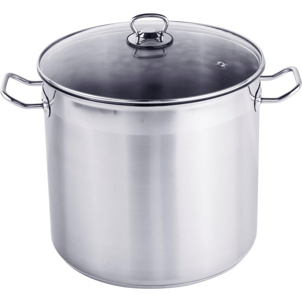 Pentola Universale Da 15 Litri Con Coperchio In Vetro - Circa 28 X 25 Cm - Pentola In Acciaio Inox Xl-image