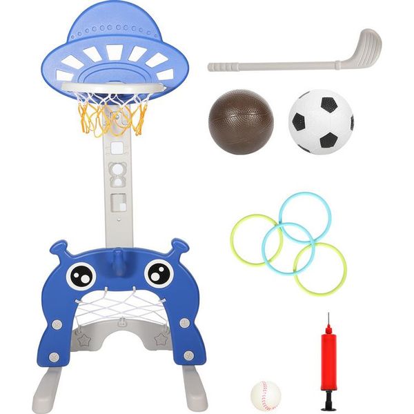Jopassy Canestro 4 In 1 Bambini Basket Stand Altezza Regolabile Sistema Basket Campo Da Gioco Calcio Porta Golf Anello Di Lancio-image