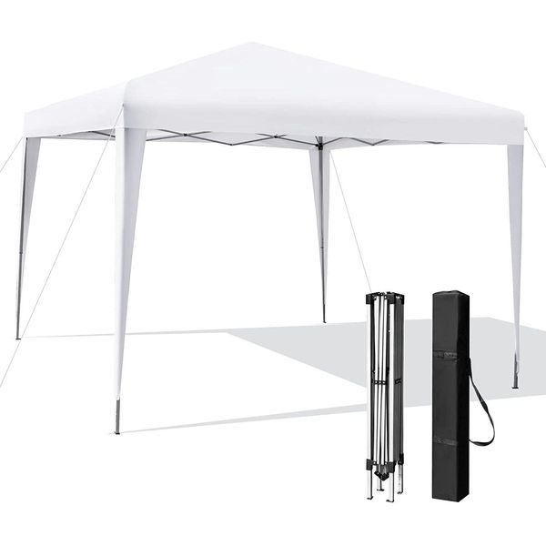 Costway 3X3M Gazebo Pop-Up, Gazebo Pieghevole, Tenda Da Giardino, Regolabile In Altezza, Impermeabile, Gazebo Da Giardino Con Borsa Da Trasporto, Per Giardino, Spiaggia, Terrazza (Bianco)-image
