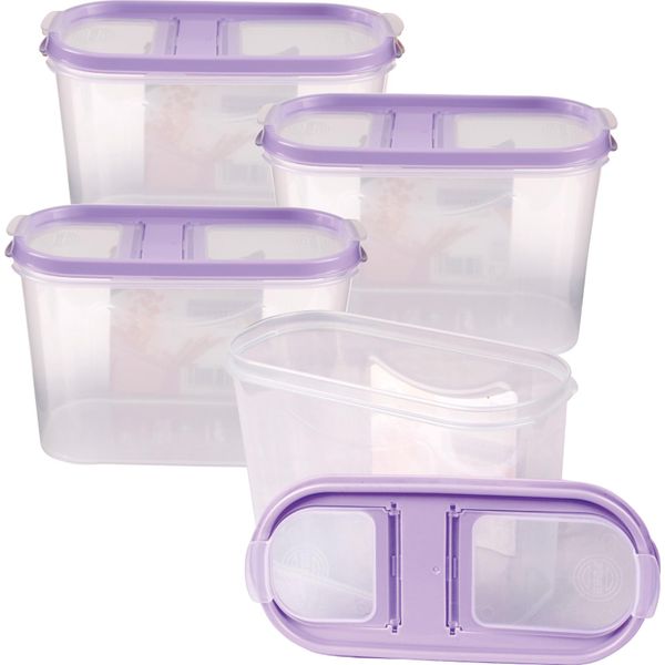 Barattoli Per La Conservazione Con Coperchio 1,4 Litri (Confezione Da 4 / Viola), Contenitore Ermetico Per Alimenti Sfusi Senza Bpa, Set Di Contenitori Per La Conservazione - Barattoli Per La Conservazione Degli Alimenti Con Coperchio A Cerniera-image