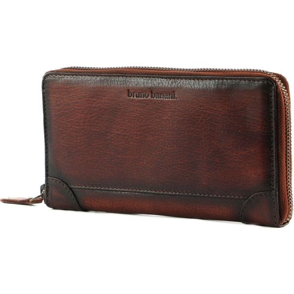 Bruno Banani Pelle Portafoglio Zip Around Wallet Brown Marrone-image