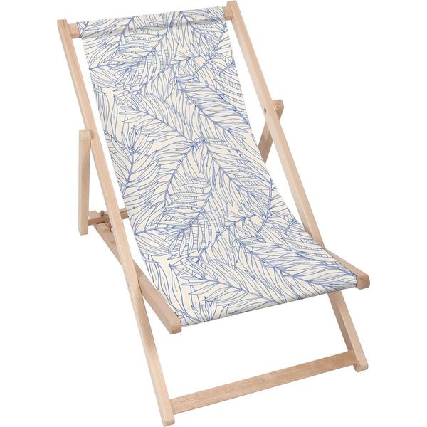 Lettino Dreamroots Pieghevole In Legno Fino A 130 Kg, Lettino Pieghevole Con Regolazione Dell'inclinazione Dello Schienale In 3 Fasi, Contour Tropical Palm-image