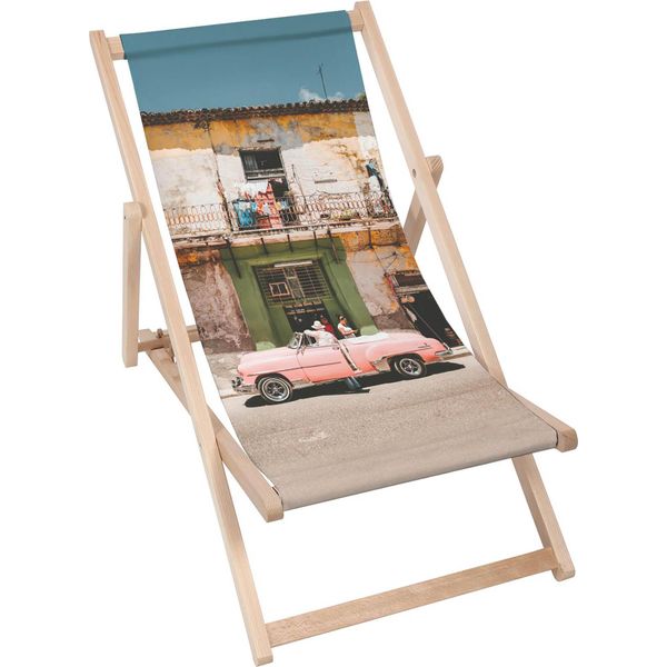 Sdraio Dreamroots Pieghevole In Legno Fino A 130 Kg, Sdraio Pieghevole Con Regolazione Dell'inclinazione Dello Schienale In 3 Fasi, Vintage Pink Car-image
