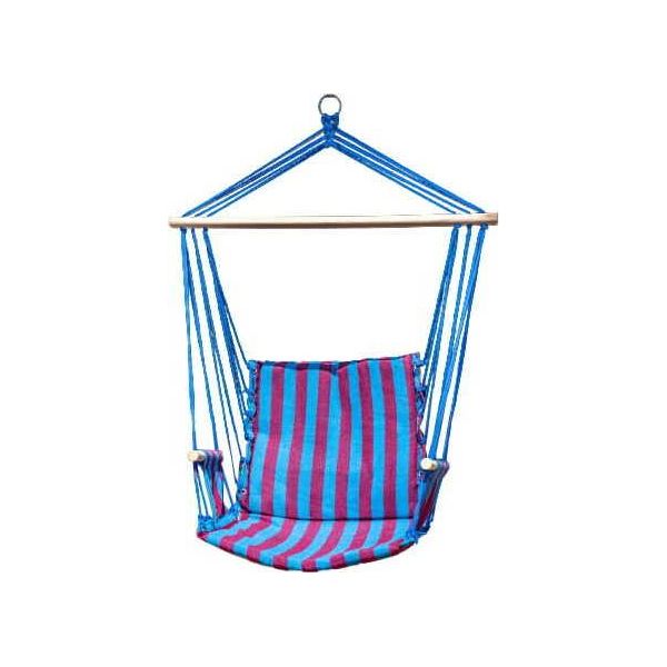 Sedia Sospesa Zolta, Altalena Sospesa, Sedia Sospesa Con Braccioli Per Giardino, Balcone, Soggiorno - Amaca Fino A 120 Kg Blu 50X100 Cm-image