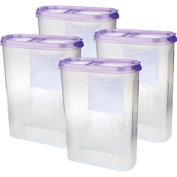 Barattoli Per La Conservazione Con Coperchio 2,8 Litri (Confezione Da 4 / Viola), Contenitore Ermetico Per Alimenti Sfusi Senza Bpa, Set Di Contenitori Per La Conservazione - Barattoli Per La Conservazione Degli Alimenti Con Coperchio A Cerniera-image