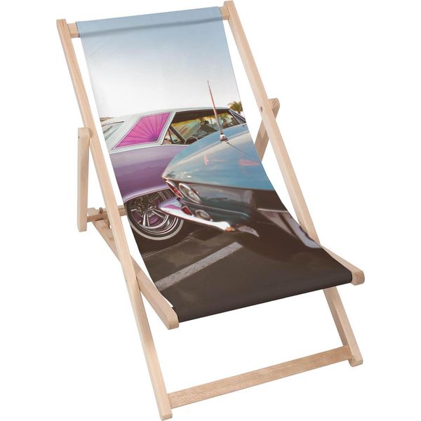 Lettino Dreamroots Pieghevole In Legno, Legno Di Faggio Fino A 130 Kg, Lettino Pieghevole Con Regolazione Dell'inclinazione Dello Schienale In 3 Fasi, Pink Car-image