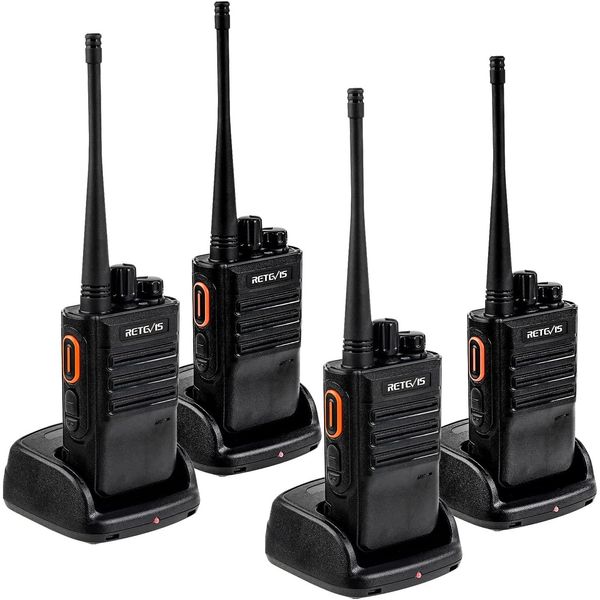 Retevis RB646 IP67 Impermeabile Walkie Talkie, PMR446 Portatile Piccola Radio A Due Vie, Vox Allarme Di Emergenza Caricatore Usb, Radio Portatile Per La Scuola Cantiere (Nero, 4 Pezzi)-image