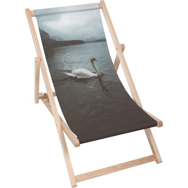 Lettino Dreamroots Pieghevole In Legno, Legno Di Faggio Fino A 130 Kg, Lettino Pieghevole Con Regolazione Dell'inclinazione Dello Schienale In 3 Fasi, Cigno-image