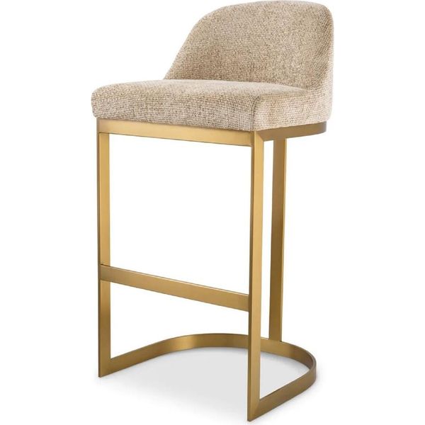 Casa Padrino Sgabello Sabbia/Ottone 53 X 51 X H. 101 Cm - Sgabello Da Bar Imbottito In Acciaio Inox - Arredo Bar - Mobili - Qualità Lusso-image