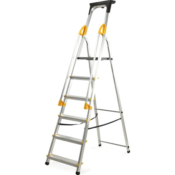 Scala In Alluminio Kadax, "Bykle"", 183 Cm, Scala Con Corrimano, 6 Gradini"-image