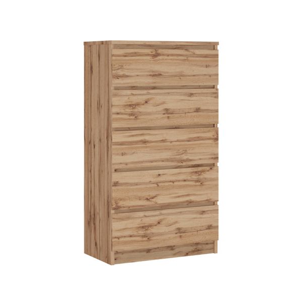 Cassettiera Con 5 Cassetti, Colore: Wotan - Rovere, A: 70 X 125 X 39 Cm-image