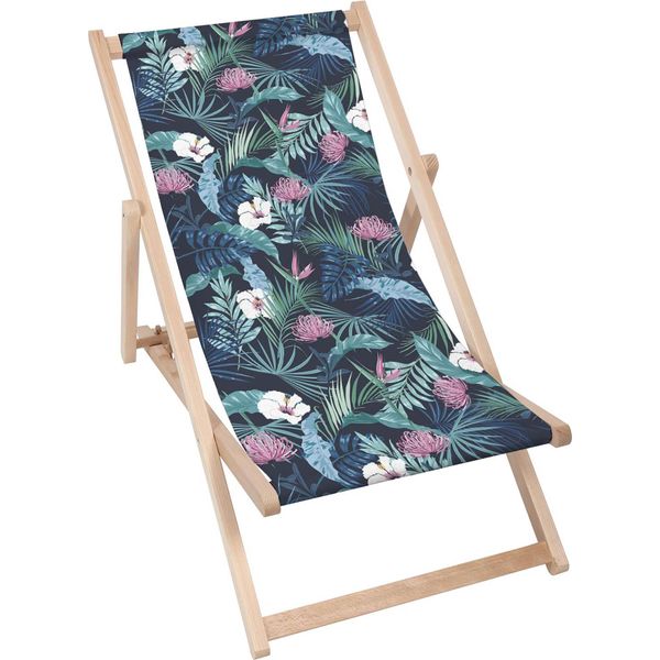 Lettino Pieghevole In Legno Dreamroots, Fino A 130 Kg, Lettino Pieghevole Con Regolazione Dell'inclinazione Dello Schienale In 3 Fasi, Blue Dark Garden-image