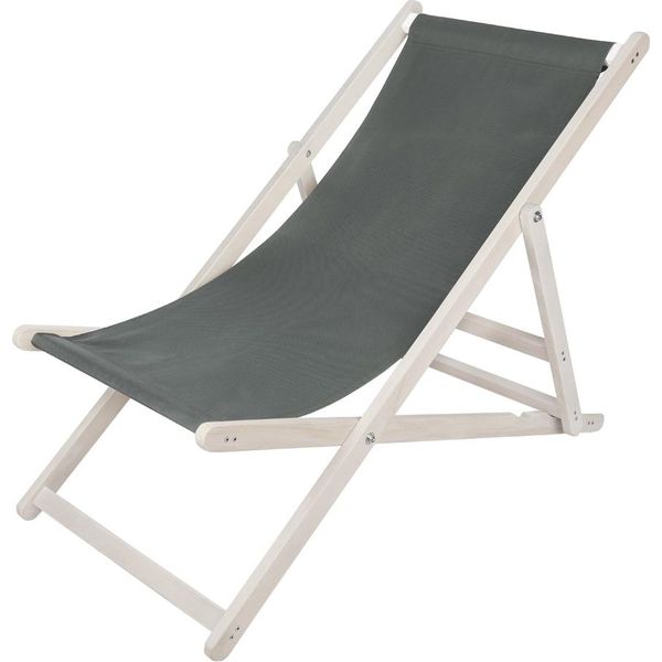 Mucola Sedia Da Spiaggia Pieghevole In Legno Bianco Sedia A Sdraio Da Giardino Sedia A Sdraio Pieghevole - Antracite-image