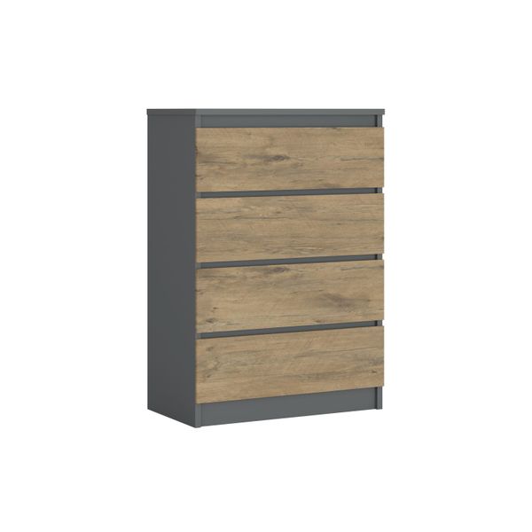 Cassettiera Con 4 Cassetti, Colore: Antracite / Lancelot - Rovere, A: 70 X 101 X 39 Cm-image