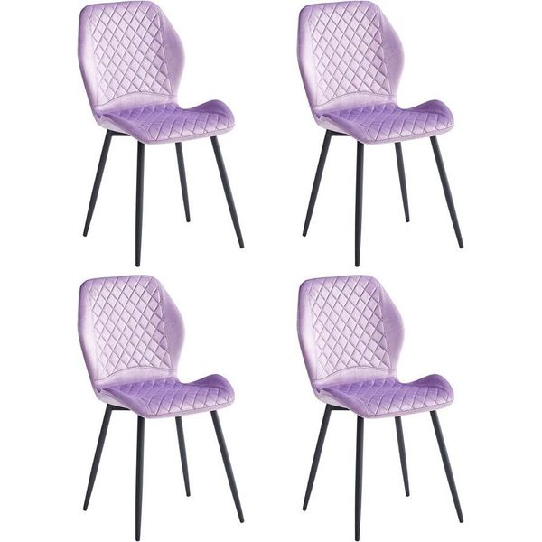 Sedia Da Pranzo Casadolce Molina, Set Di 4, Viola, Rivestimento In Tessuto Morbido, 48X59,5X86 Cm, Imbottitura In Schiuma, 120 Kg Di Carico Massimo-image