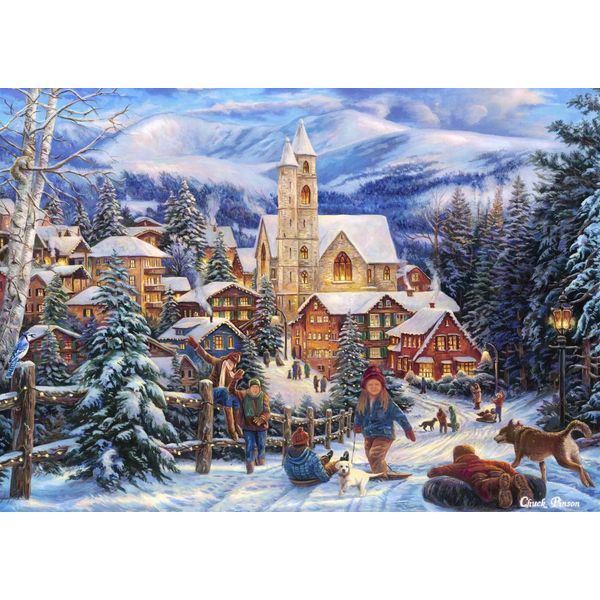 Grafika Puzzle Chuck Pinson - Slitta In Città - 2000 Pezzi - Paesaggio Invernale-image