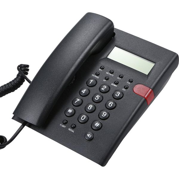 K010A-1 Telefono Fisso Per Ufficio, Telefono Per Hotel, Senza Batterie, Id Chiamante, Vivavoce, Regolazione Della Luminosità Del Display A 5 Livelli, 62 Gruppi Per La Memorizzazione Delle Chiamate In Entrata/16 Gruppi Per La Memorizzazione Delle Chiamate In Uscita, 24 Tipi Di Suonerie Opzionali , Nero (Con Linea Telefonica Standard Usa)-image