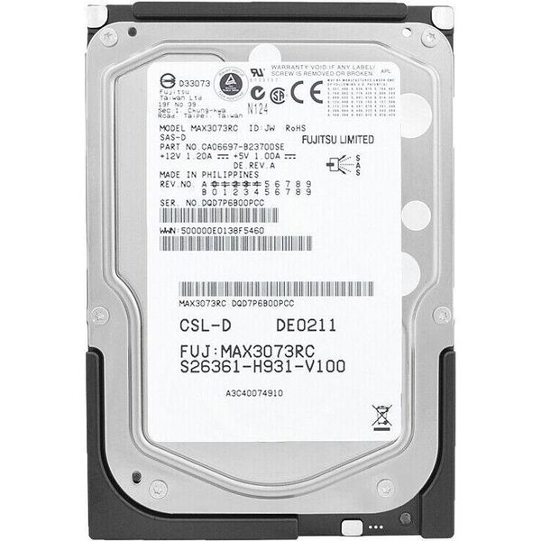 Disco Rigido Fujitsu 73GB MAX3073RC 15 000Rpm 8Mb Cache Sas 3.5" Pollici"-image