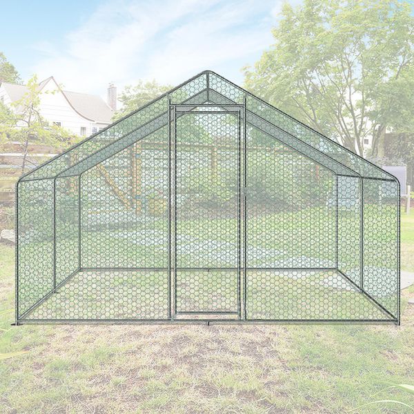Yakimz 3X3X2M Pollaio Pollaio Galvanizzato Gabbia Per Conigli Gabbia Per Pollame Tetto Gabbia-image