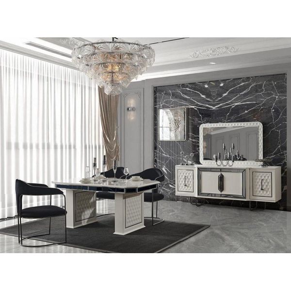 Set Sala Da Pranzo Tavolo 4X Sedie Credenza Specchio 7 Pezzi Jvmoebel-image