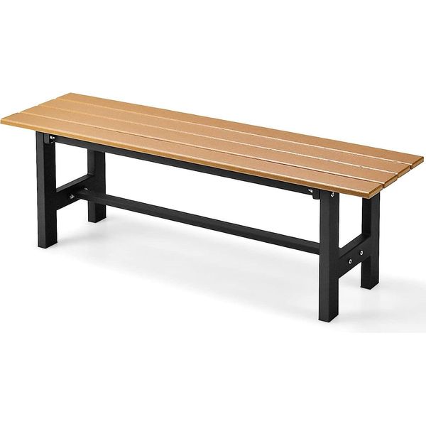 Panca Da Giardino Costway Resistente Alle Intemperie, Panca A 2 Posti, Portata Fino A 300 Kg, Panca Da Parco Per Tutte Le Stagioni In Hdpe, Panca Da Patio Senza Schienale Per Giardino, Parco, Balcone, 120 X 36 X 40,5 Cm (Marrone)-image