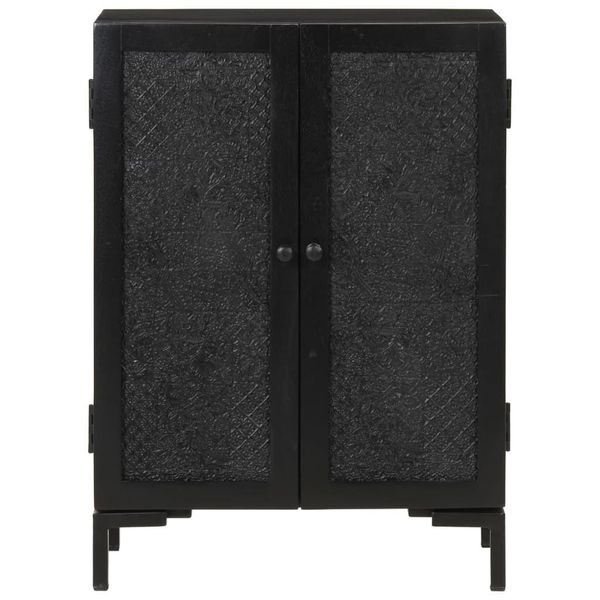 Syfax™ Credenza Nera 55X30X77 Cm In Legno Massello Di Mango E Ferro-image