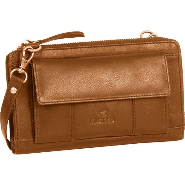 Mustang Pelle Portafoglio Borsa A Tracolla Salamanca Tome Wallet Bag Cognac Marrone Chiaro-image