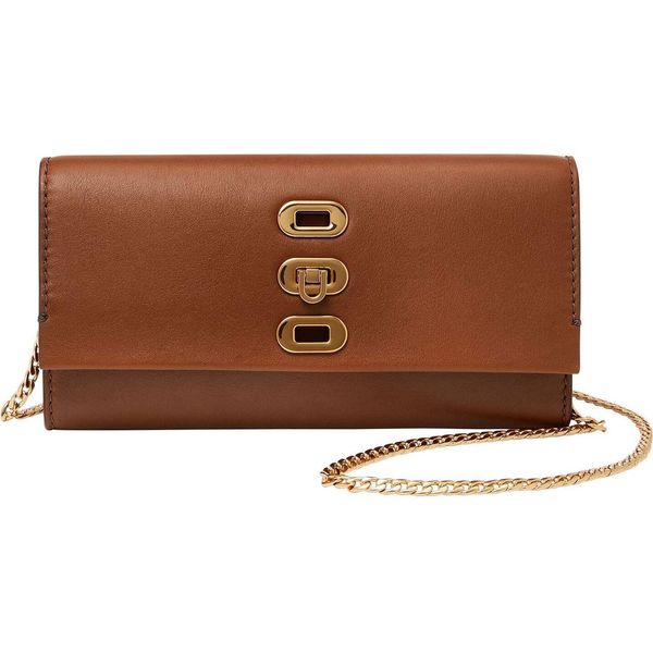 Fossil Pelle Portafoglio Borsa A Tracolla Penrose Wallet Brown Marrone-image
