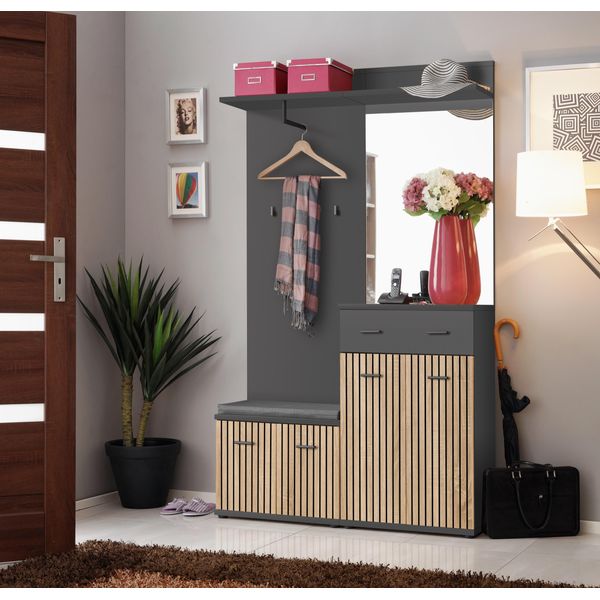 Parete Da Anticamera Delan 2 - Antracite / Rovere Artisan-image